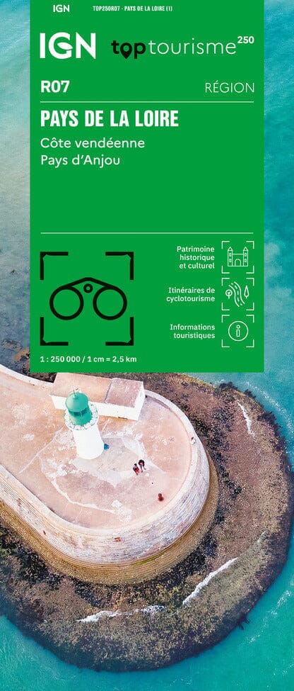 Carte régionale TOP 250 n° 7 - Pays de la Loire, Côte Vendéenne, Pays d'Anjou | IGN carte routière IGN Default Title
