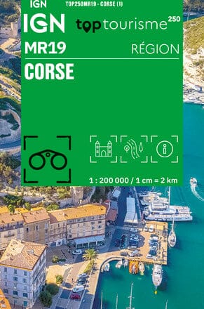 Carte régionale Top tourisme (mini format) R19 - Corse | IGN carte routière IGN