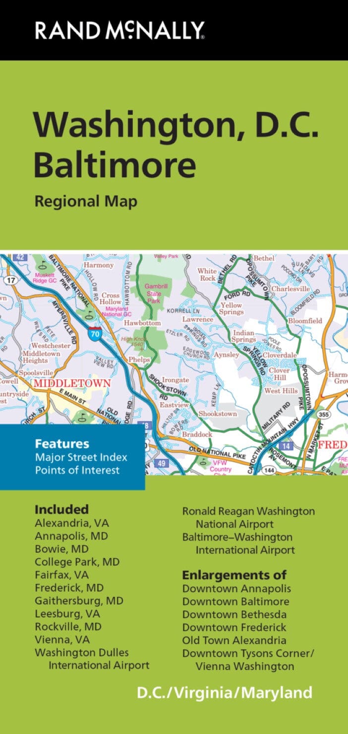 Carte régionale - Washington D.C. et Baltimore | Rand McNally plan de ville Rand McNally