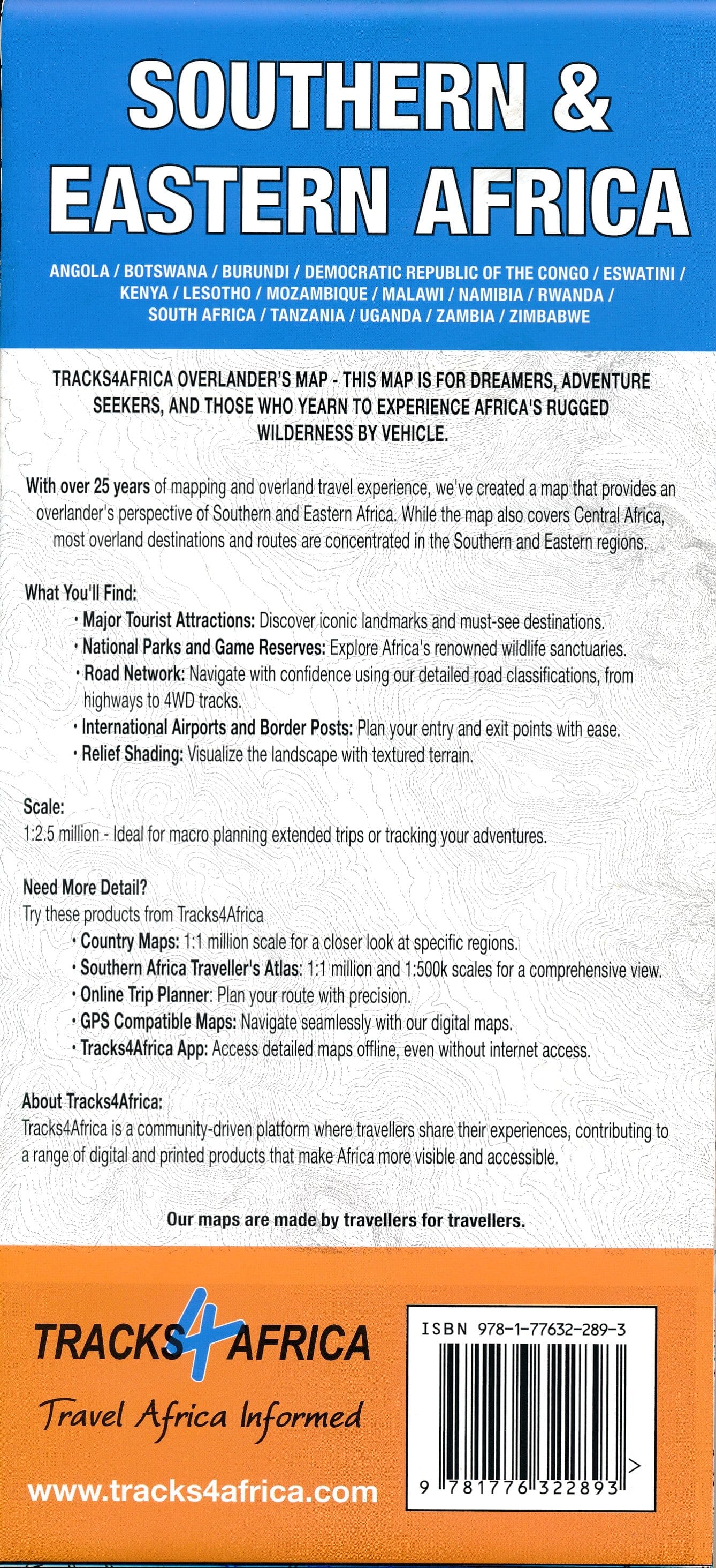 Carte routière - Afrique Australe et Orientale | Tracks4Africa carte routière Tracks4Africa