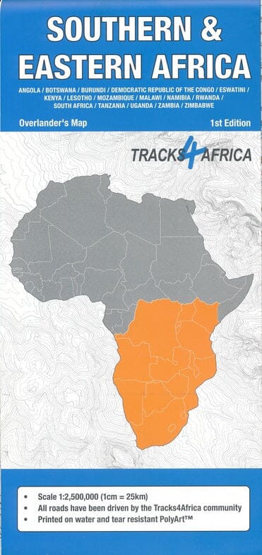 Carte routière - Afrique Australe et Orientale | Tracks4Africa carte routière Tracks4Africa