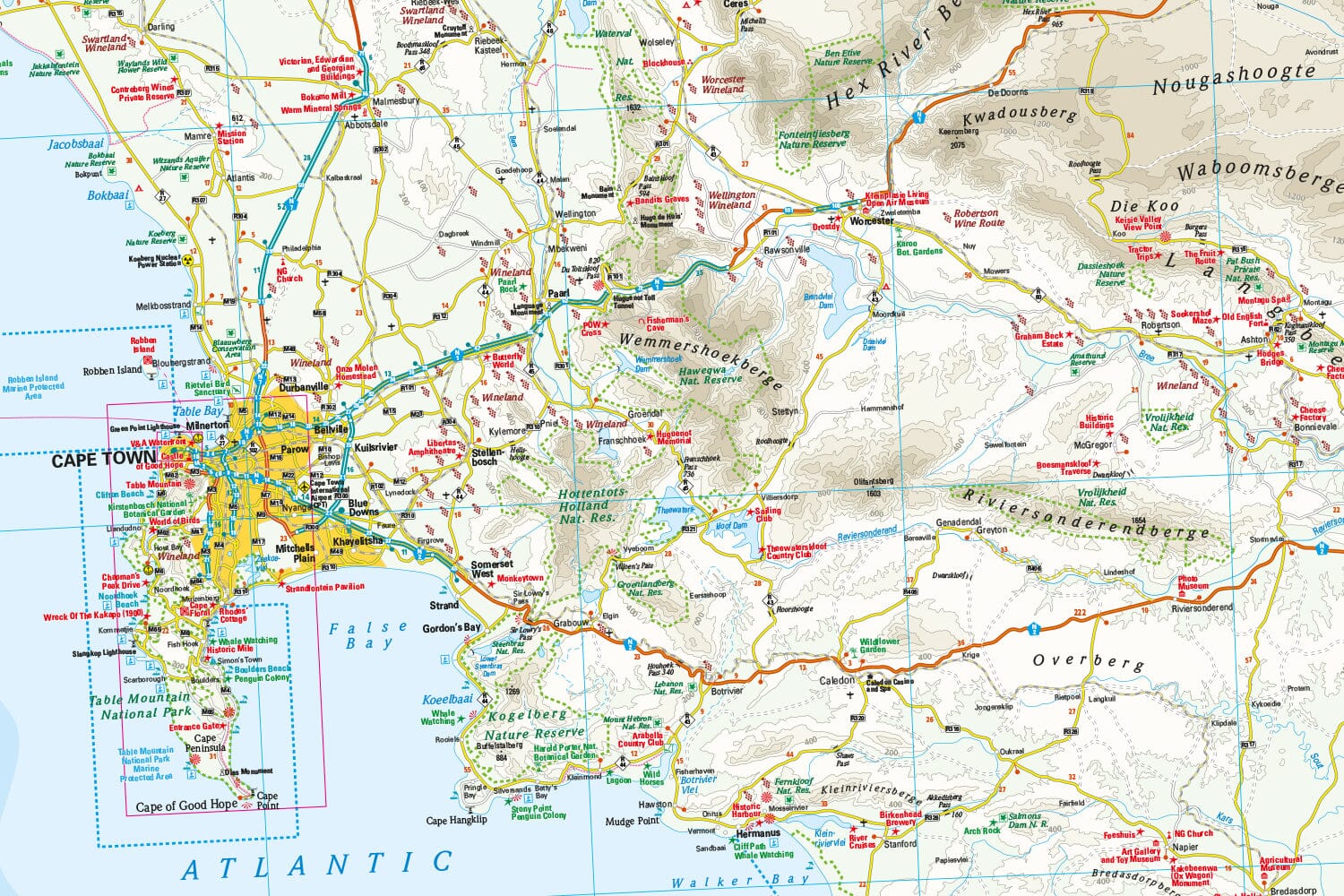 Carte routière - Afrique du Sud : Région du Cap | Reise Know-How carte routière Reise Know-How