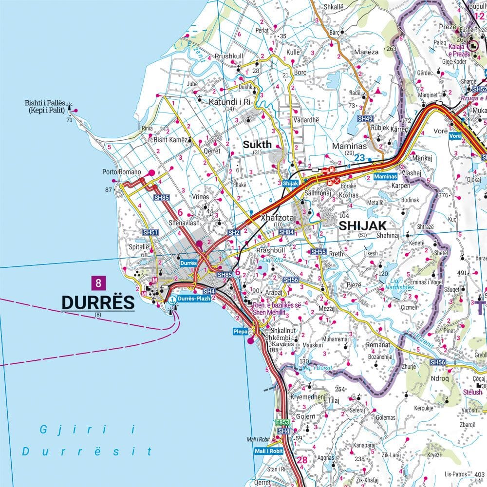 Carte routière - Albanie au 1/150 000 (impression recto-verso) | Freytag & Berndt carte routière Freytag & Berndt