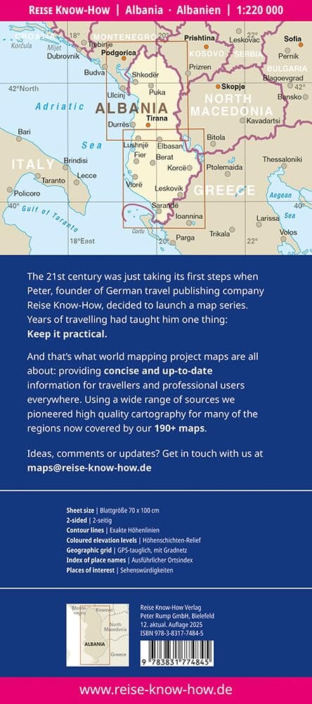 Carte routière - Albanie | Reise Know How carte de voyage Reise Know-How 