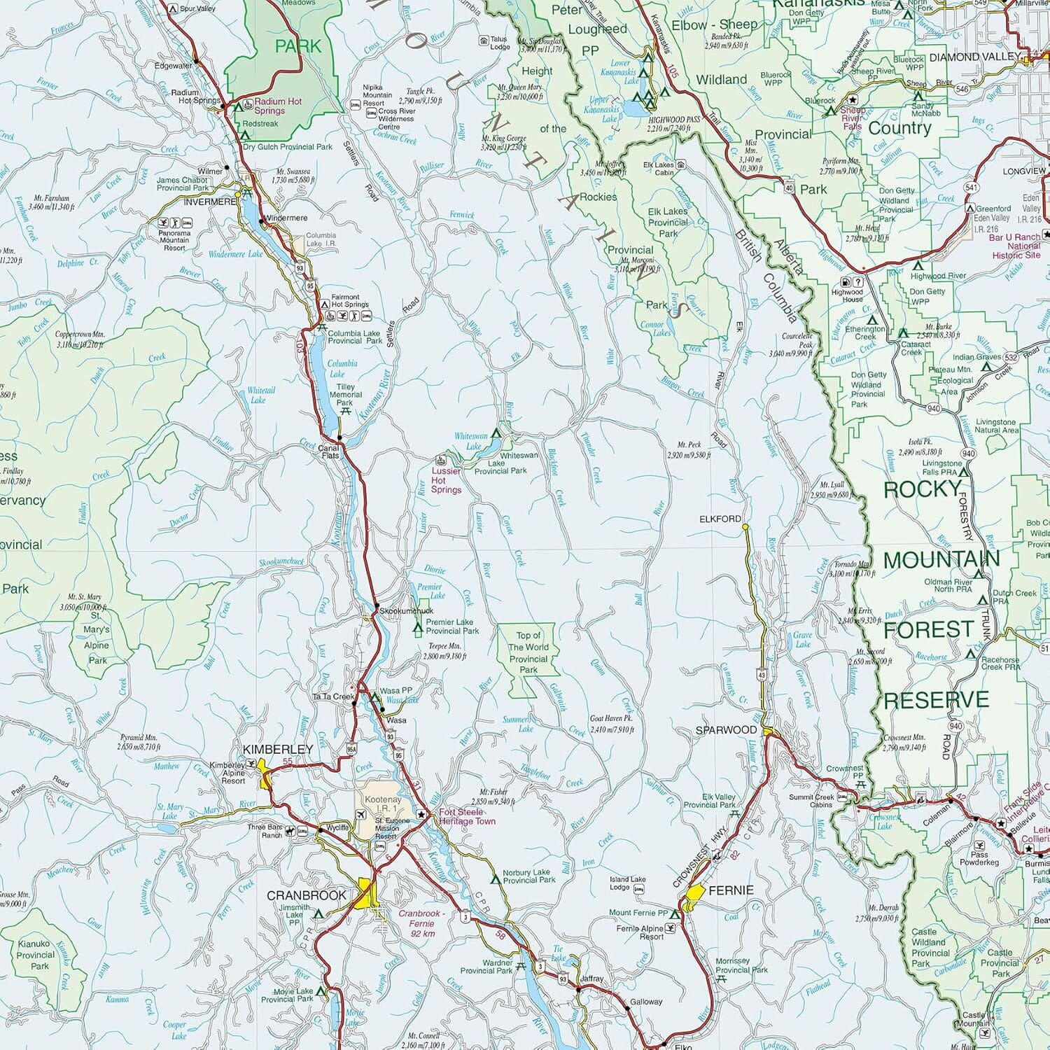 Carte routière - Alberta Sud-Ouest & Colombie Britannique Sud-Est | Gem Trek carte routière Gem Trek Publishing