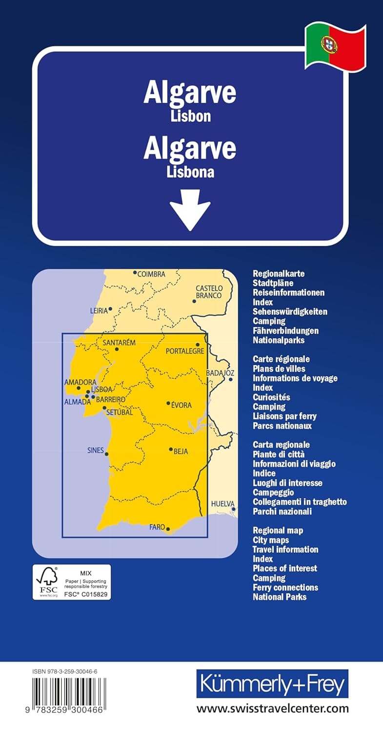 Carte routière - Algarve, Lisbonne | Kümmerly & Frey carte routière Kümmerly & Frey