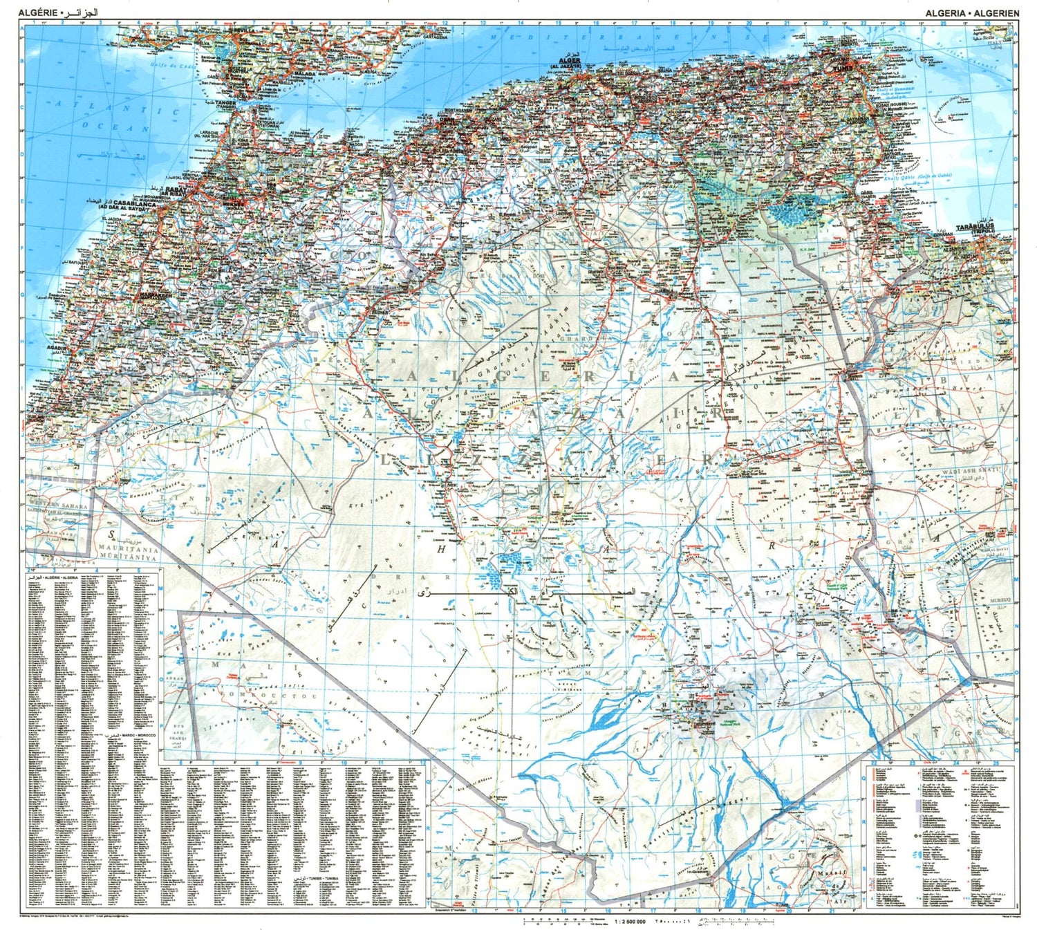 Carte routière - Algérie, Maroc & Tunisie | Gizi Map carte routière Gizi Map