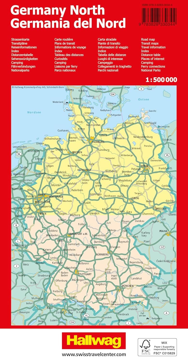 Carte routière - Allemagne du Nord | Hallwag carte routière Hallwag