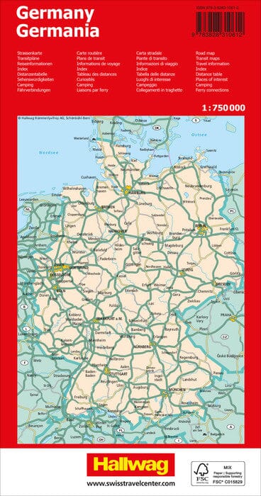 Carte routière - Allemagne | Hallwag carte pliée Hallwag 