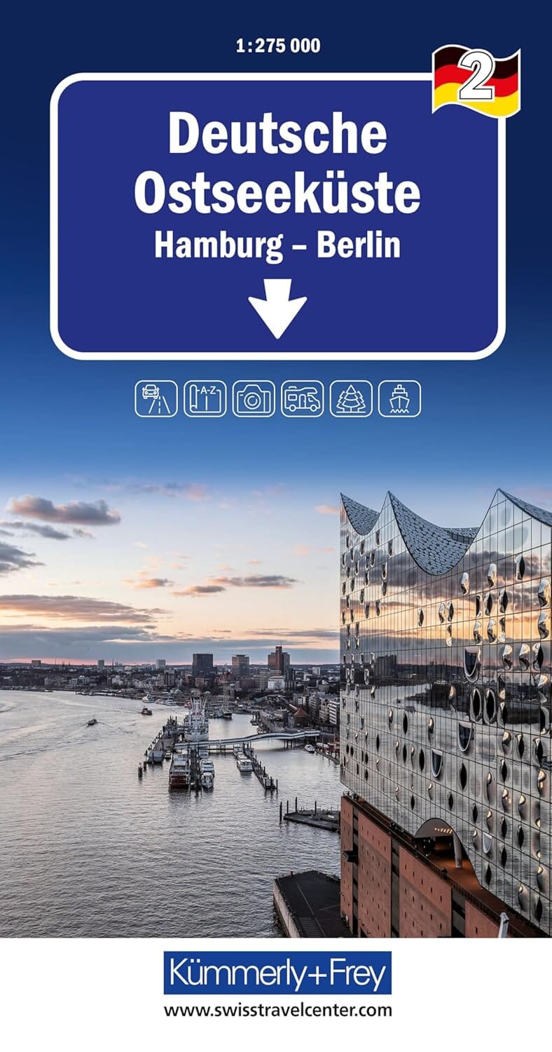 Carte routière - Allemagne n° 2 : Côte allemande de la mer Baltique, de Hambourg à Berlin | Kümmerly & Frey carte routière Hallwag Kümmerly-Frey 