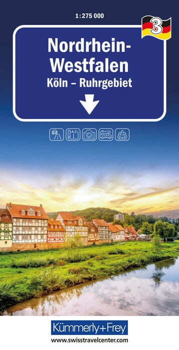 Carte routière - Allemagne n° 3 : Rhénanie-du-Nord Westphalie, Cologne, Ruhr | Kümmerly & Frey carte routière Kümmerly & Frey