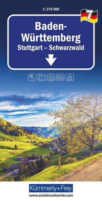 Carte routière - Allemagne n° 7 : Bade-Wurtemberg, Stuttgart, Forêt Noire | Kümmerly & Frey carte pliée Kümmerly & Frey 