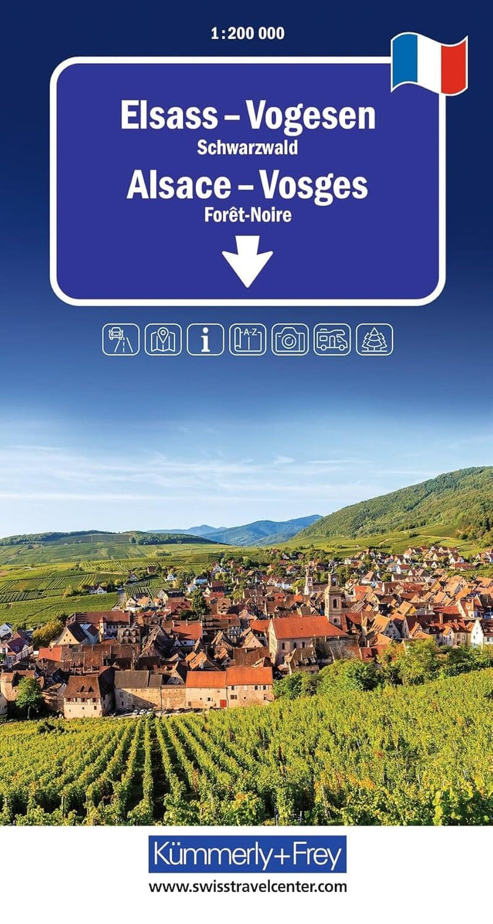 Carte routière - Alsace, Vosges, Forêt Noire | Kümmerly & Frey carte routière Hallwag Kümmerly-Frey 