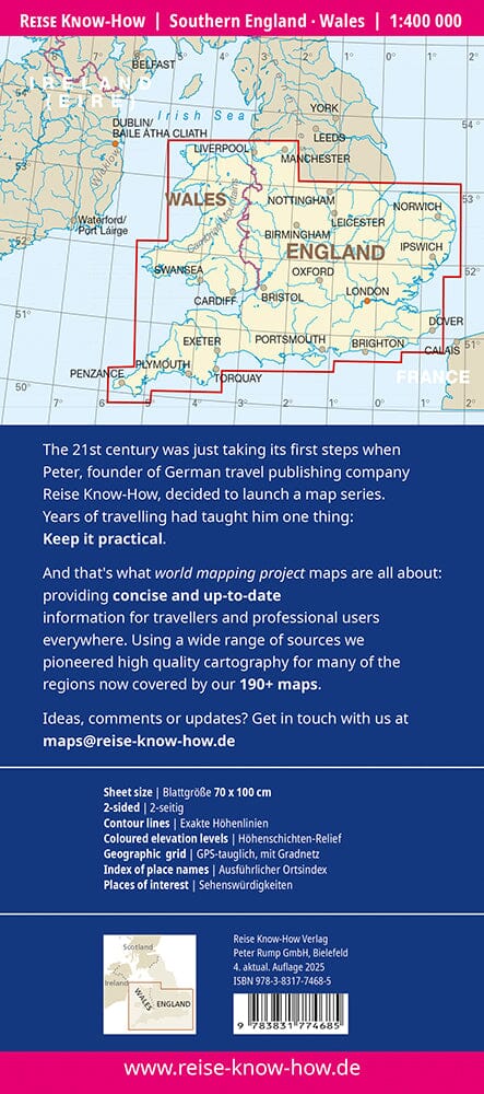 Carte routière - Angleterre Sud & Pays de Galles | Reise Know How carte routière Reise Know-How 