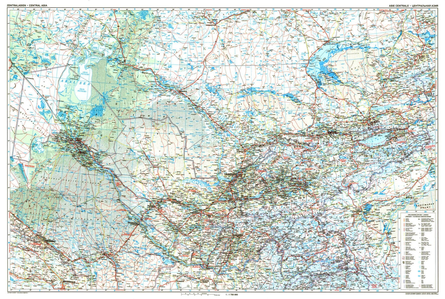 Carte routière - Asie Centrale | Gizi Map carte routière Gizi Map