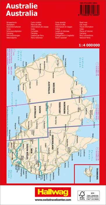 Carte routière - Australie | Hallwag carte routière Hallwag