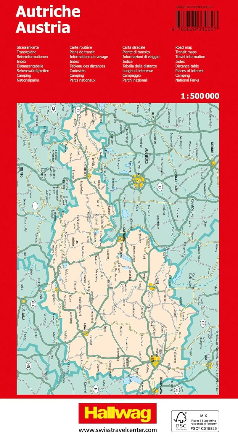 Carte routière - Autriche | Hallwag carte routière Hallwag Kümmerly-Frey 