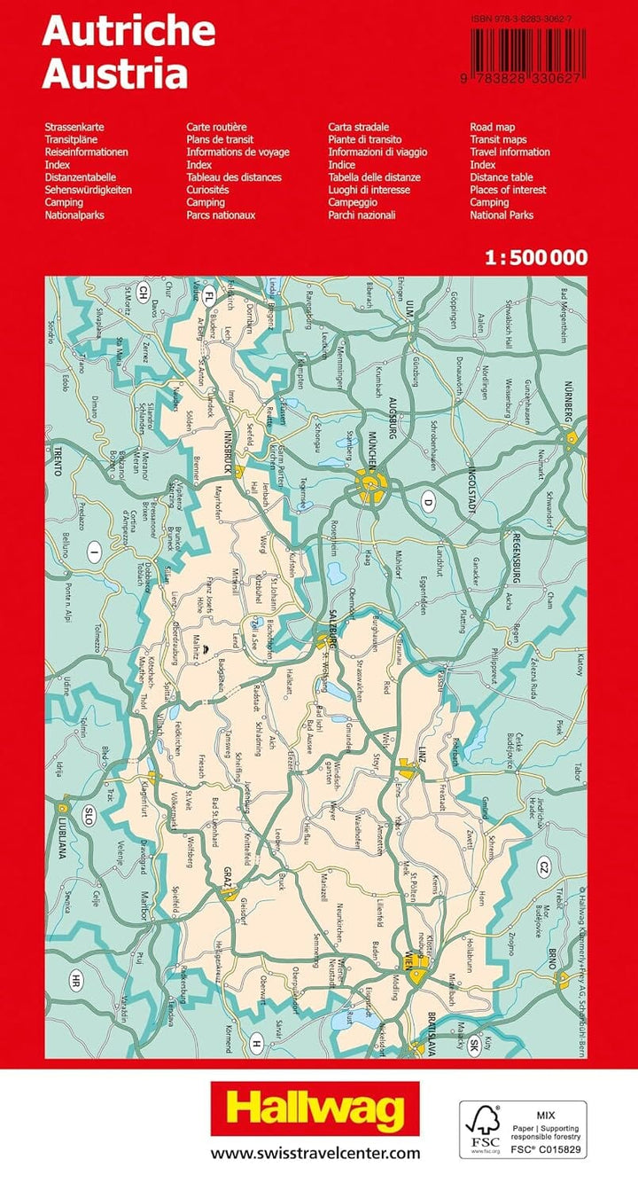 Carte routière - Autriche | Hallwag carte routière Hallwag Kümmerly-Frey 