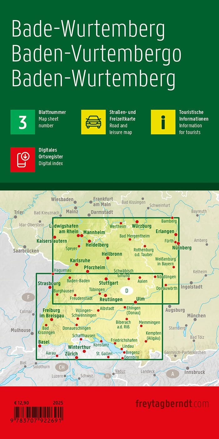 Carte routière - Bade-Würtemberg (Allemagne) | Freytag & Berndt carte routière Freytag & Berndt