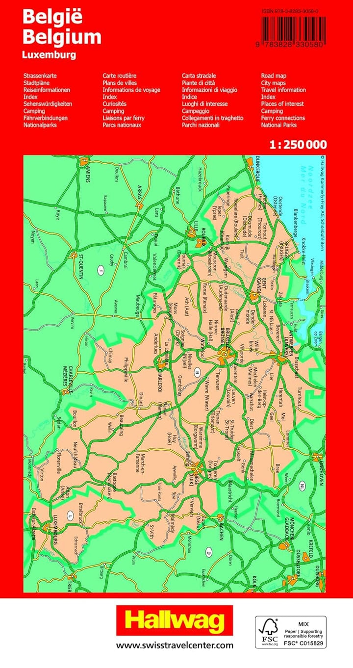 Carte routière - Belgique et Luxembourg | Hallwag carte routière Hallwag Kümmerly-Frey 