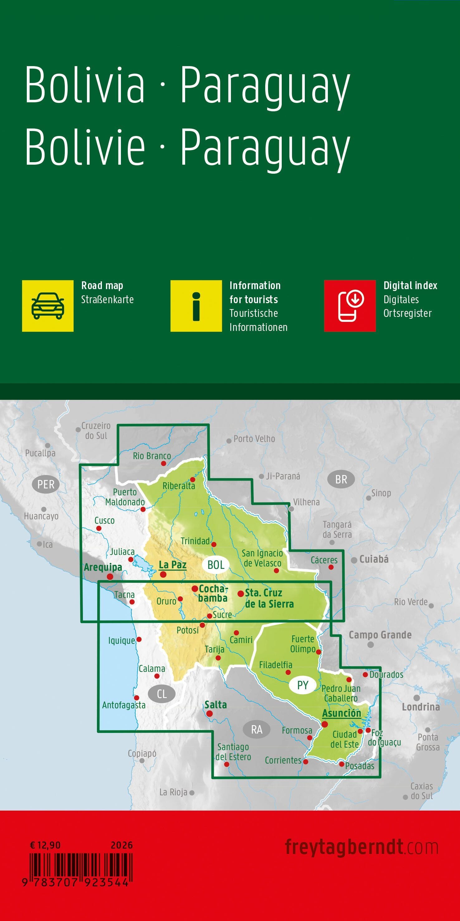 Carte routière - Bolivie, Paraguay | Freytag & Berndt carte routière Freytag & Berndt