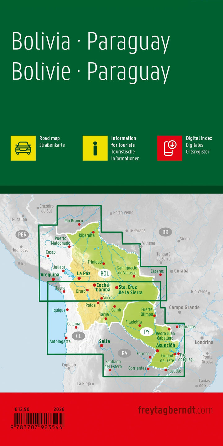 Carte routière - Bolivie, Paraguay | Freytag & Berndt carte routière Freytag & Berndt