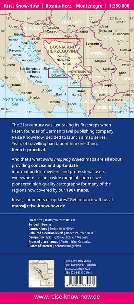 Carte routière - Bosnie-Herzégovine & Monténégro | Reise Know How carte routière Reise Know-How
