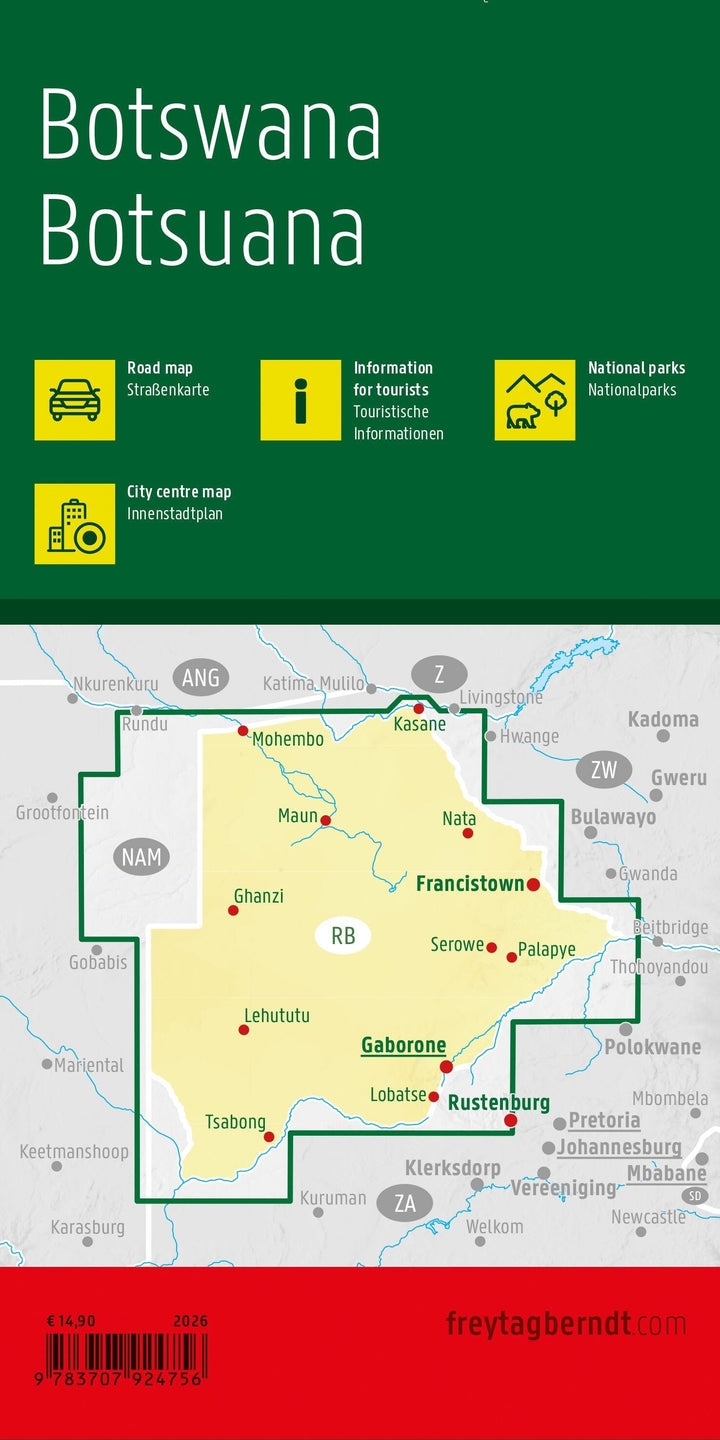 Carte routière - Botswana | Freytag & Berndt carte routière Freytag & Berndt 