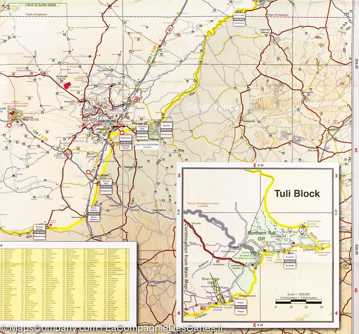 Carte routière - Botswana | Tracks4Africa carte routière Tracks4Africa