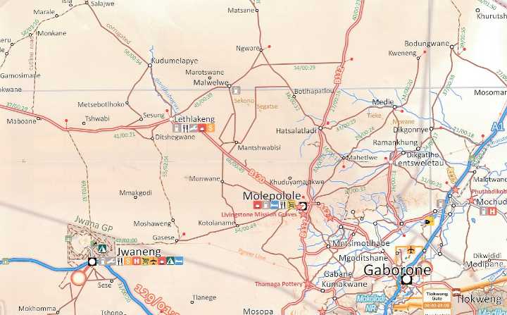 Carte routière - Botswana | Tracks4Africa carte routière Tracks4Africa