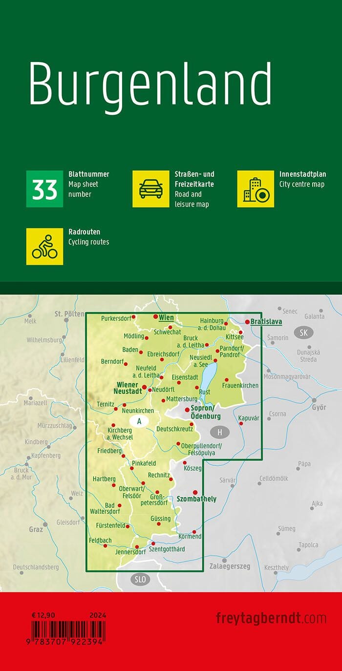 Carte routière - Burgenland (Autriche) | Freytag & Berndt carte routière Freytag & Berndt