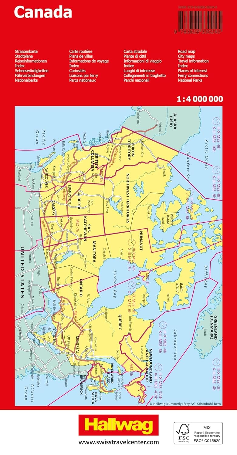 Carte routière - Canada | Hallwag carte routière Hallwag