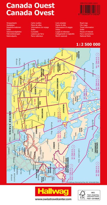 Carte routière - Canada Ouest | Hallwag carte routière Hallwag
