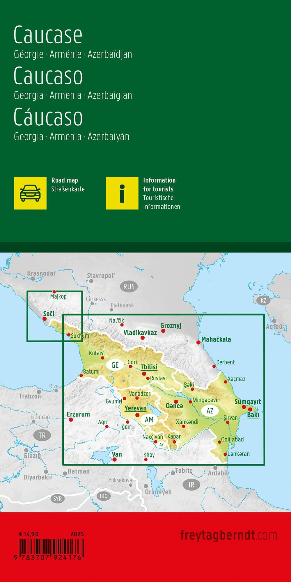 Carte routière - Caucase (Arménie, Géorgie & Azerbaijan) | Freytag & Berndt carte routière Freytag & Berndt