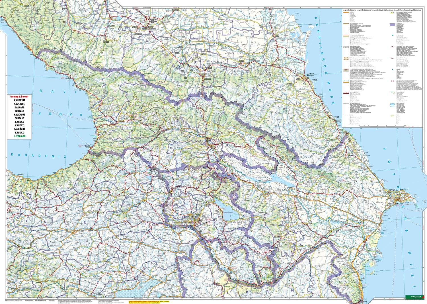 Carte routière - Caucase (Arménie, Géorgie & Azerbaijan) | Freytag & Berndt carte routière Freytag & Berndt