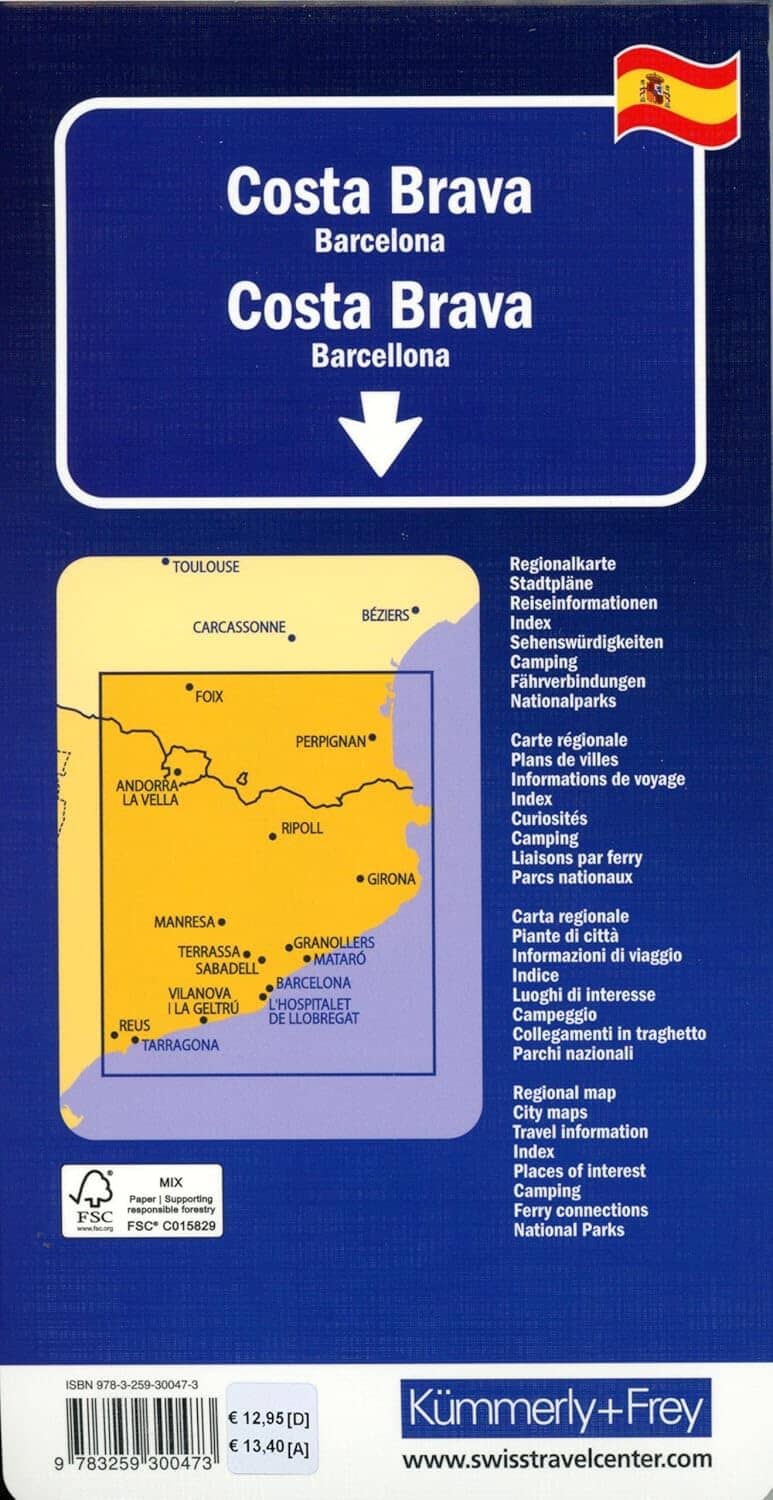 Carte routière - Costa Brava, Barcelone | Kümmerly & Frey carte routière Kümmerly & Frey