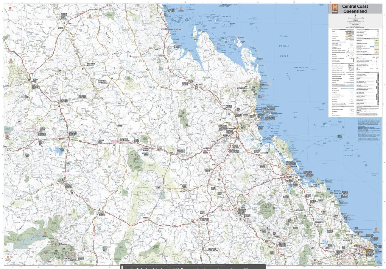 Carte routière - Côte centrale du Queensland | Hema Maps carte routière Hema Maps