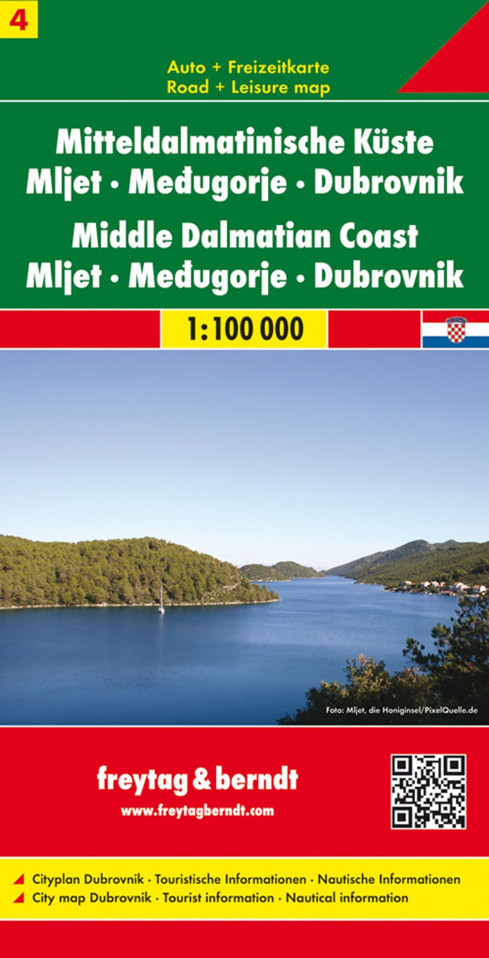 Carte routière - Côte de Dalmatie Centrale n° 4 (Mljet, Medugorge, Dubrovnik) | Freytag & Berndt carte routière Freytag & Berndt 