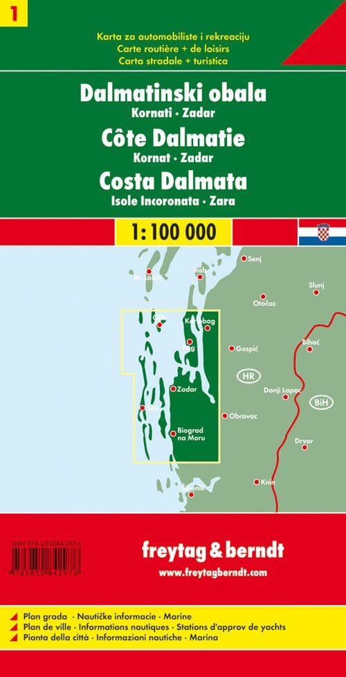 Carte routière - Côte de Dalmatie n° 1 (Kornat, Zadar) | Freytag & Berndt carte routière Freytag & Berndt 
