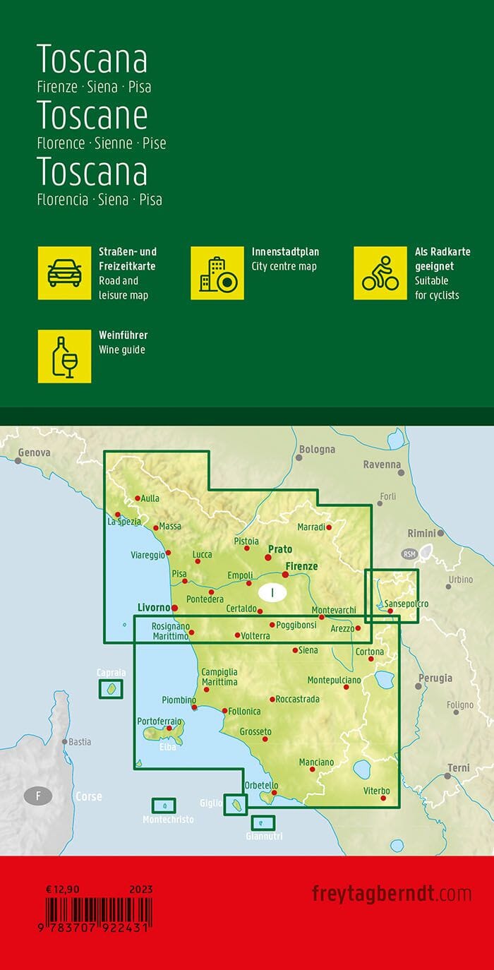Carte routière & cycliste - Toscane | Freytag & Berndt carte routière Freytag & Berndt