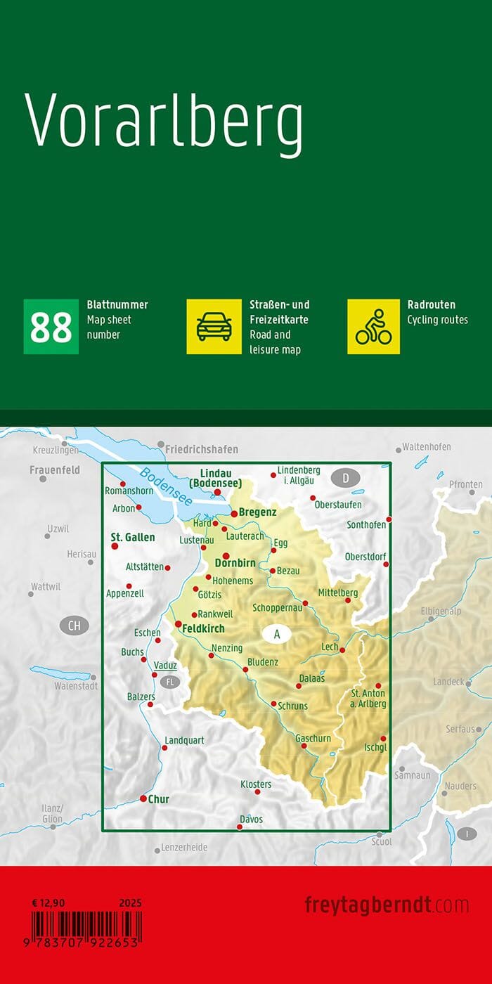 Carte routière & cycliste - Vorarlberg | Freytag & Berndt carte routière Freytag & Berndt 