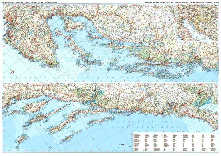 Carte routière - Dalmatie & Istrie (Croatie, Monténégro, Slovénie) | Gizi Map carte routière Gizi Map