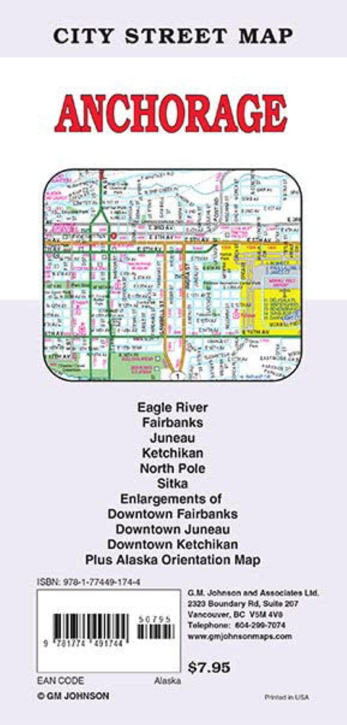 Carte routière d'Anchorage, Alaska | GM Johnson carte pliée GM Johnson 
