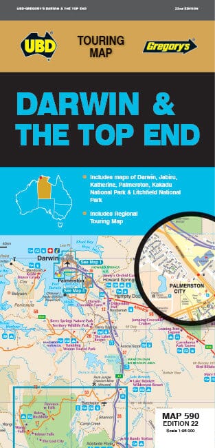 Carte routière - Darwin & the Top End (Territoire du Nord), n° 590 | UBD Gregory's carte routière UBD Gregory's
