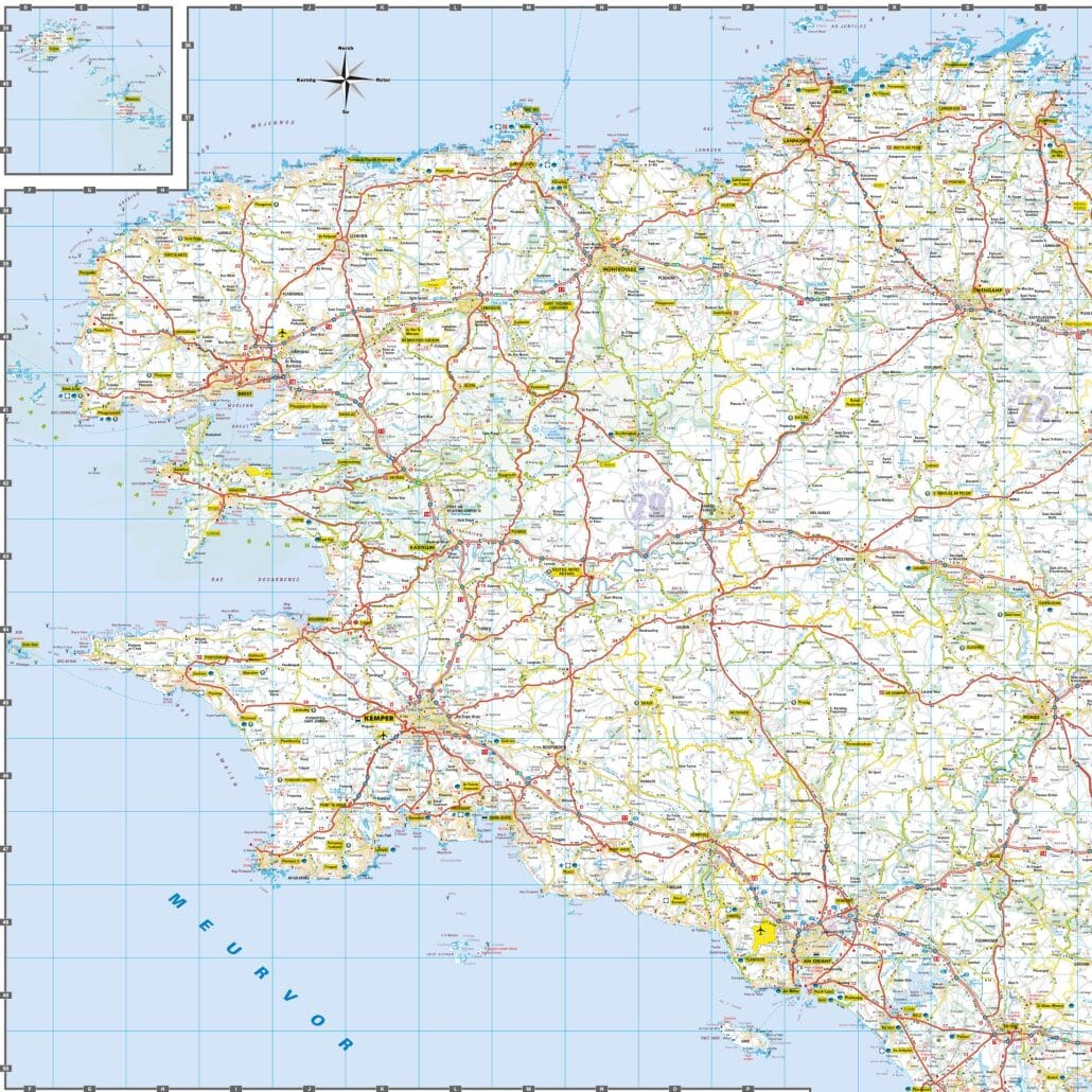 Carte routière de la Bretagne / Breizh, en breton | Blay Foldex carte routière Blay Foldex
