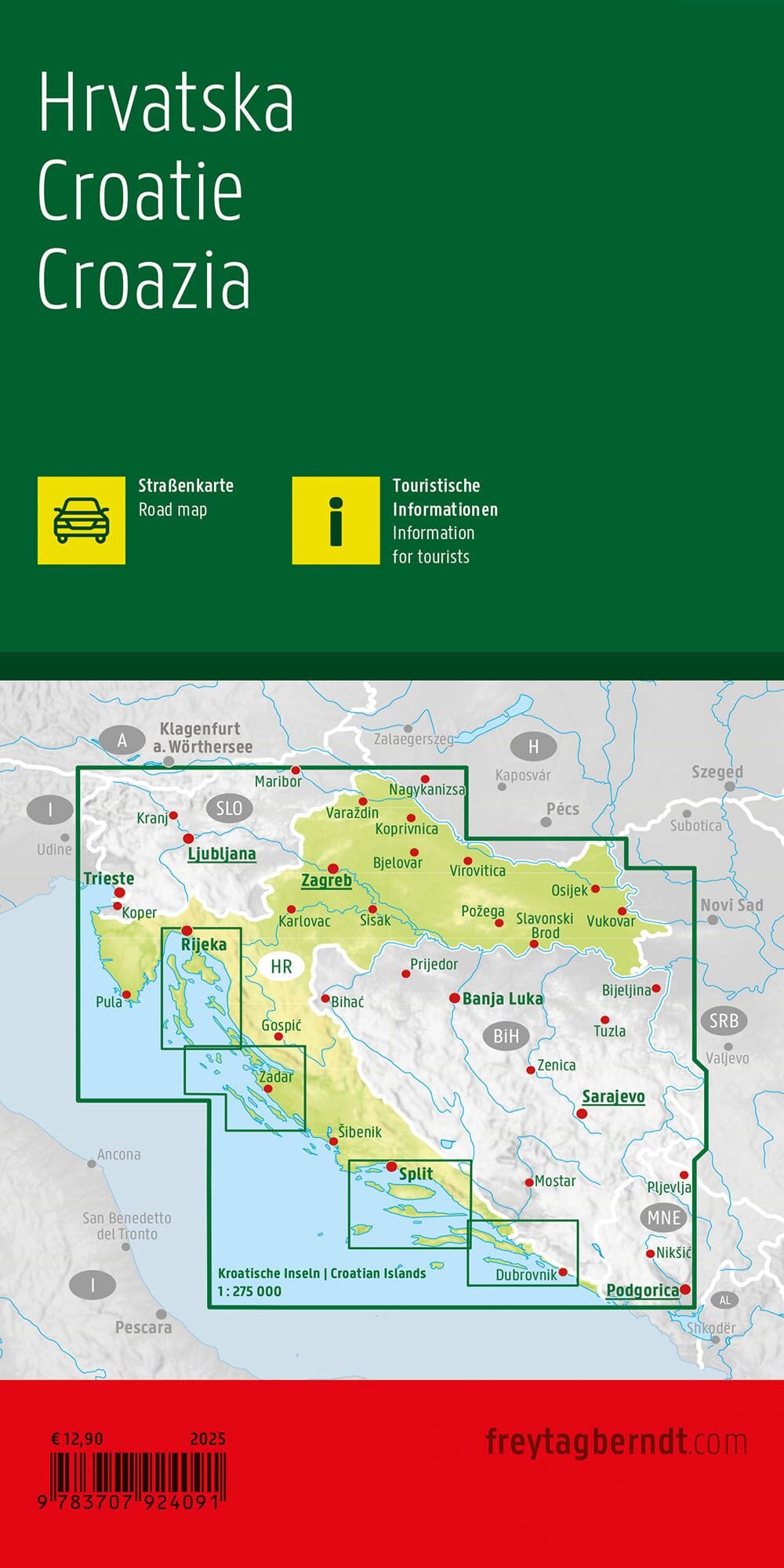 Carte routière de la Croatie au 1/500 000 | Freytag & Berndt carte routière Freytag & Berndt 