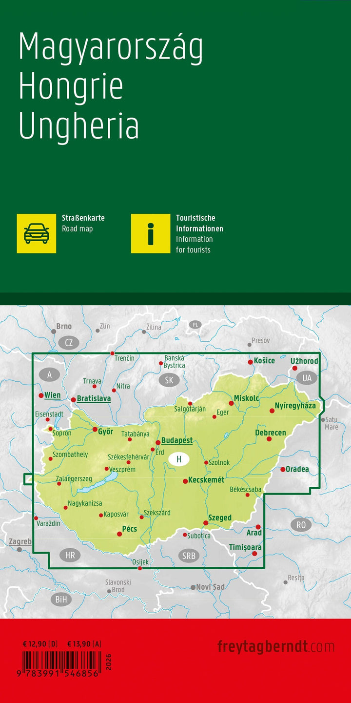 Carte routière de la Hongrie - 1:400 000 | Freytag & Berndt carte routière Freytag & Berndt 