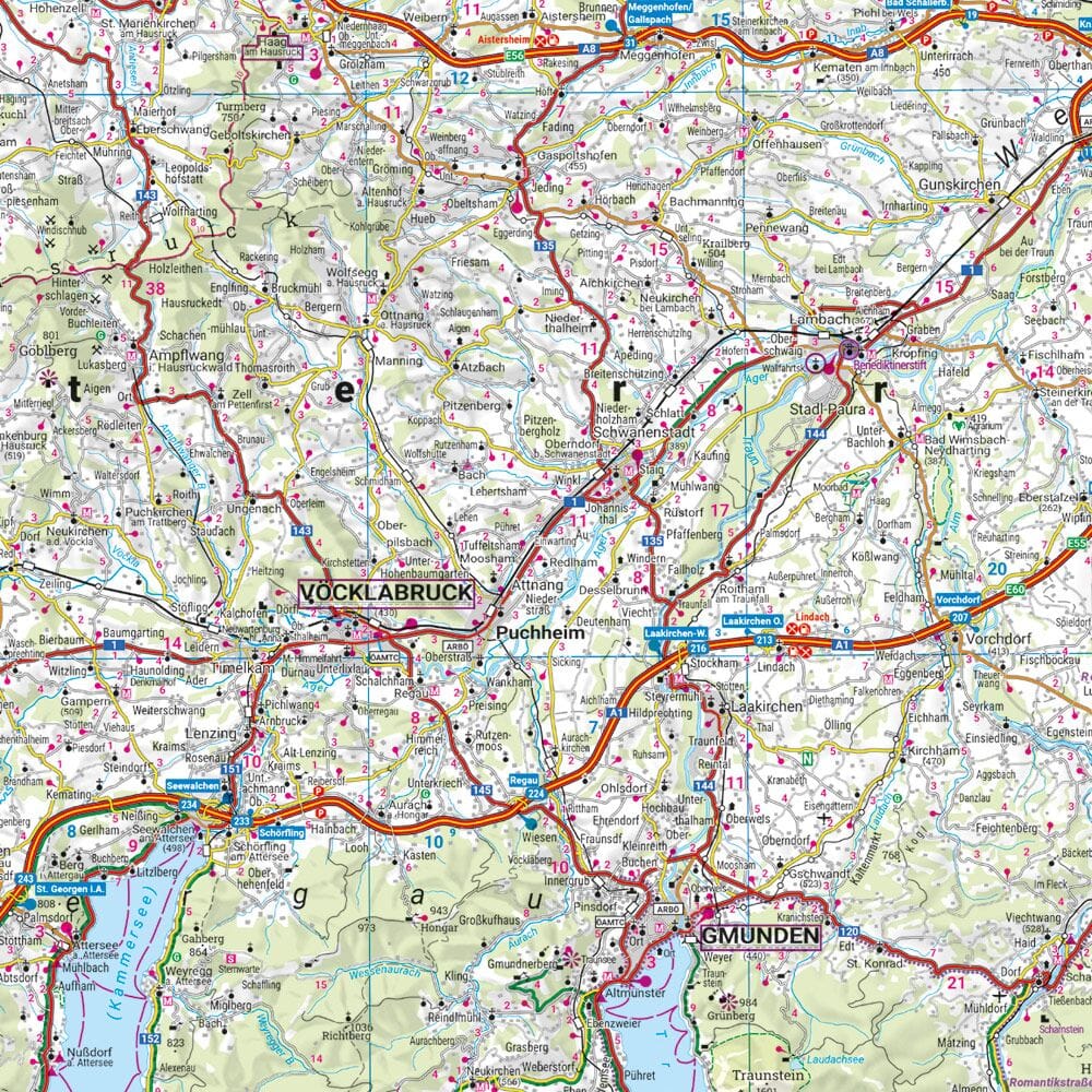 Carte routière de l'Autriche n° 2 - Haute-Autriche, Salzkammergut | Freytag & Berndt - 1/200 000 carte routière Freytag & Berndt