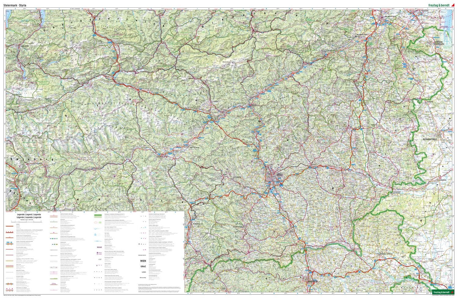 Carte routière de l'Autriche n° 4 - Styrie | Freytag & Berndt - 1/200 000 carte routière Freytag & Berndt