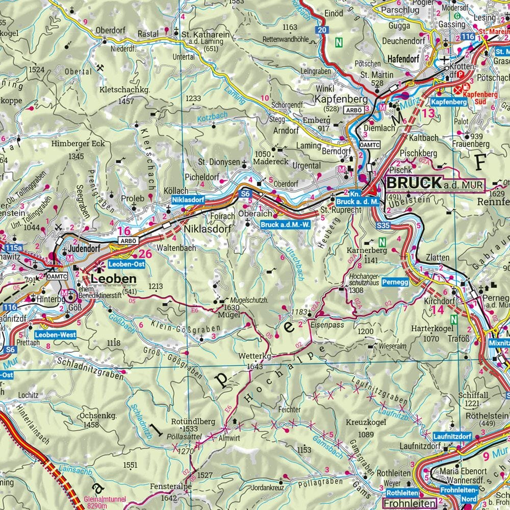 Carte routière de l'Autriche n° 4 - Styrie | Freytag & Berndt - 1/200 000 carte routière Freytag & Berndt 